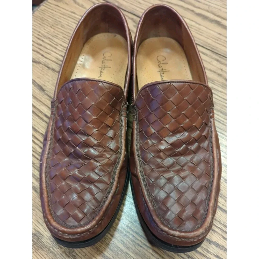 Men's Cole Haan Chestnut Brown Woven Leather Loafer US‎ 10 M